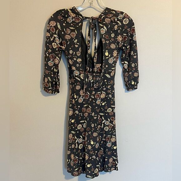 Free People gray floral paisley print open back dress - Picture 2 of 5